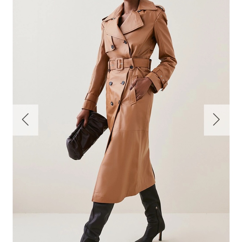 Karen Millen Lamb Skin, Unique Convertible Trench Coat/Short Jacket/Skirt